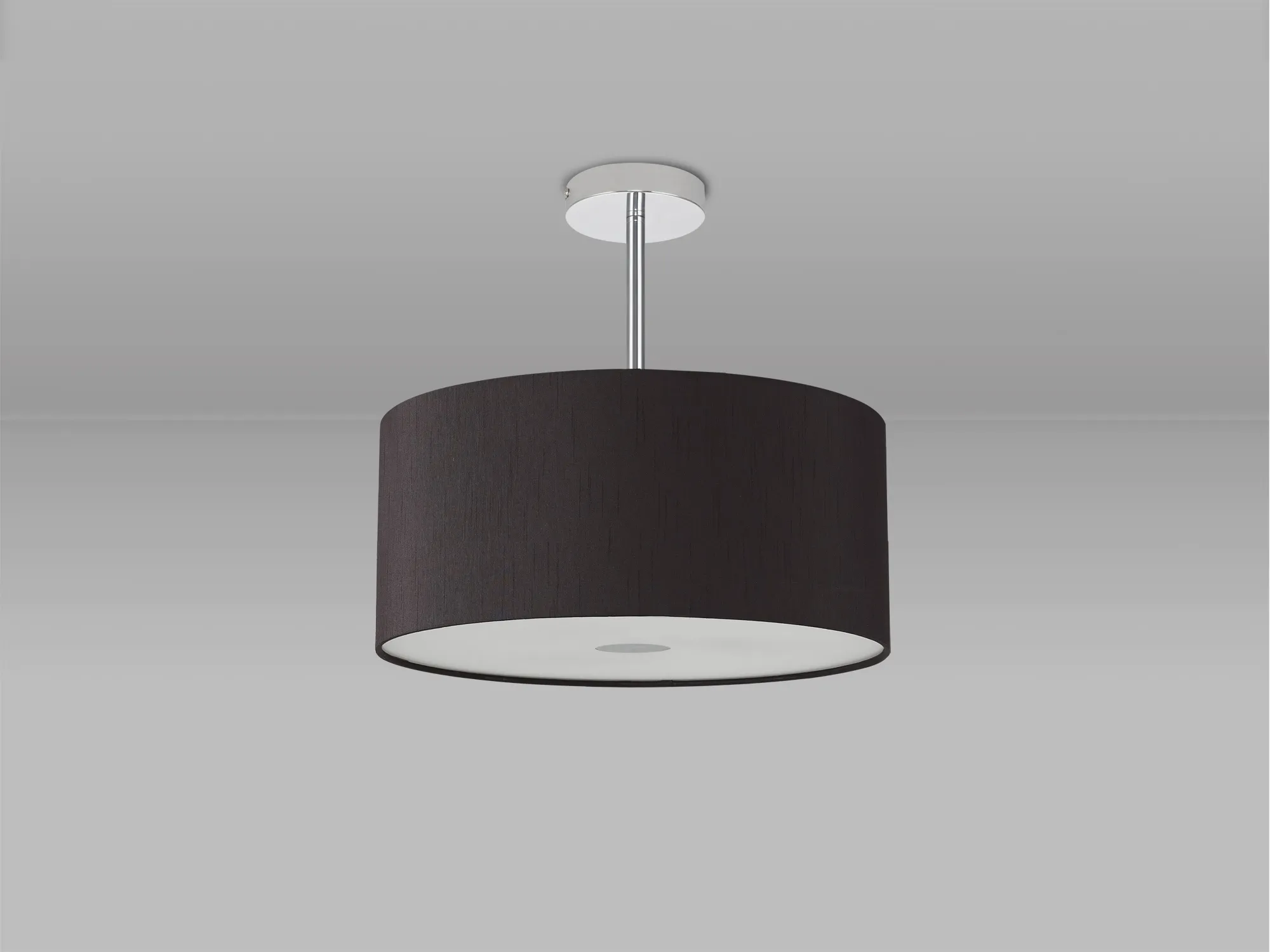 Baymont 40cm Semi Flush 3 Light Polished Chrome, Black, Frosted Diffuser DK0325  Deco Baymont CH BL